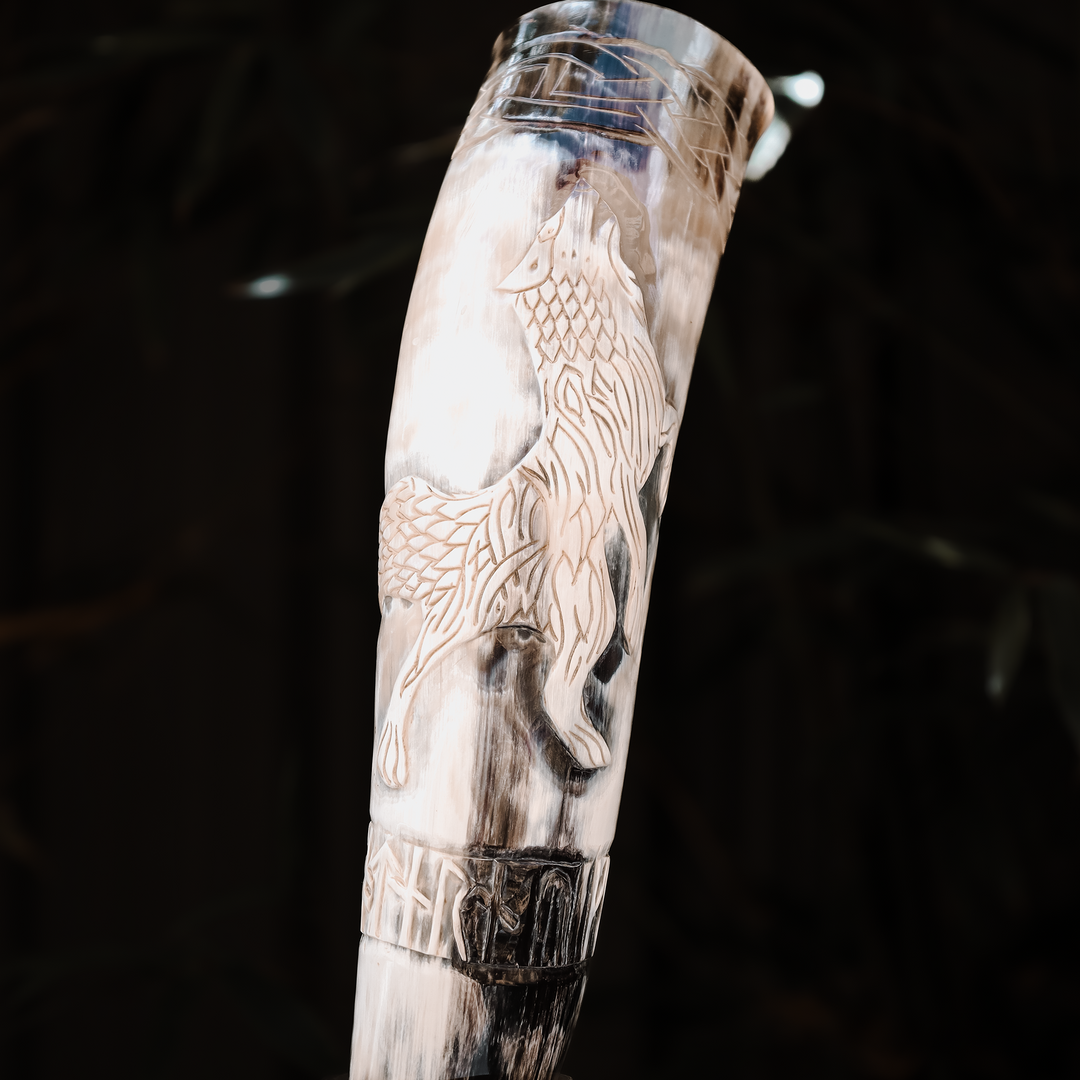 Howling Fenrir Wolf Drinking Horn