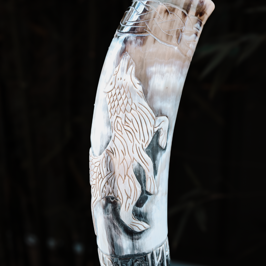 Howling Fenrir Wolf Drinking Horn