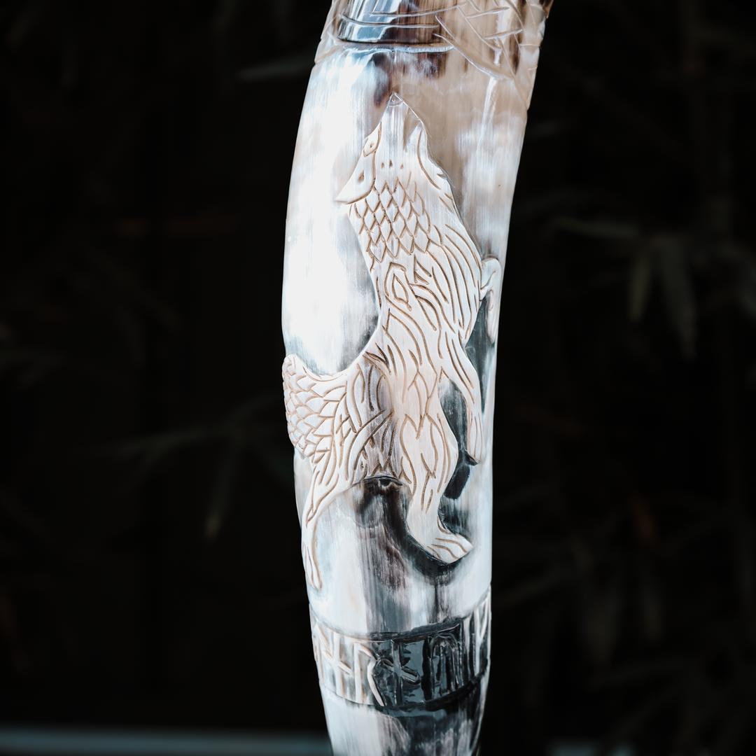 Howling Fenrir Wolf Drinking Horn