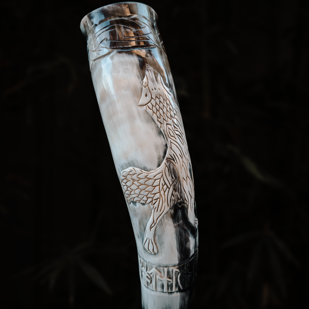 Howling Fenrir Wolf Drinking Horn