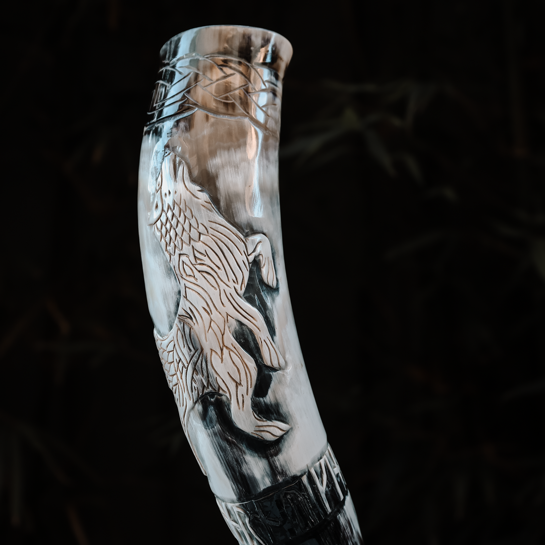 Howling Fenrir Wolf Drinking Horn